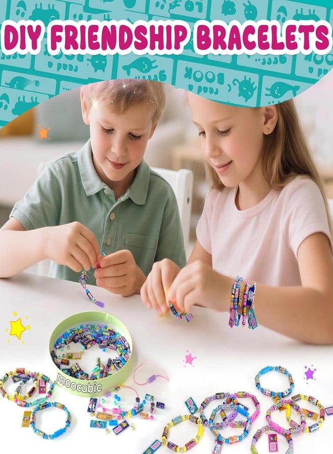 Flavizo DIY Sticker Rolls Bracelet & Band Kit for Kids Girls - 80 Pcs Reusable Cartoon Stickers, Spacer Beads, 8 Bracelet Rolls - Creative Craft & Gift Set, Multicolor - Image 3